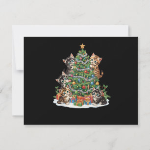 Convite Vintage Retro Anos 90 Gato Árvore de Natal Amante