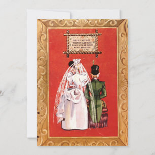 Convite Vintage Retro Antiga Arte Pop Romântica Casamento 