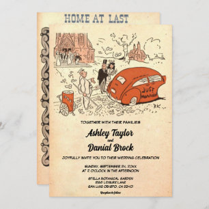 Convite Vintage Retro Antiga Na moda Romântica Casamento R