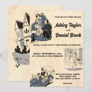 Convite Vintage Retro Antigo Casamento Romântico Antigo An