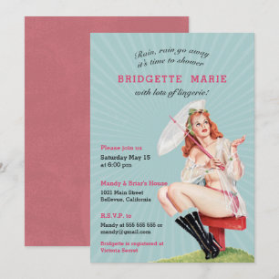 Convite Vintage Retro Bachelorette Party - Lingerie