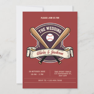 Convite Vintage retro baseball no casamento