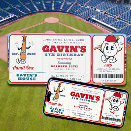 Convite Vintage Retro Baseball Ticket Sport Festa de anive