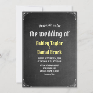 Convite Vintage Retro Chalkboard Flourish Casamento