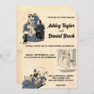 Convite Vintage Retro Clássico Estilo de Livro Clássico