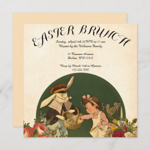 Convite Vintage Retro Collage Páscoa Brunch