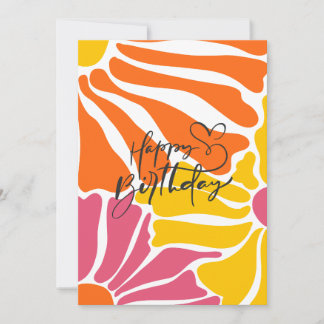 Convite Vintage Retro Flowers Elegante e Colorida Aniversá