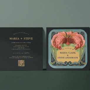 Convite Vintage Retro French Floral Art Nouveau Wedds