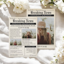 Vintage Retro Newspaper 3 Photos Graduação