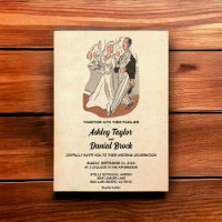 Vintage Retro Old Style Casal Comic Book Casamento