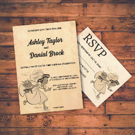 Convite Vintage Retro Old Style Engraçado Noiva Casamento 