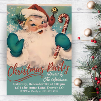 Convite Vintage Retro Papais noeis Festa de Natal Personal