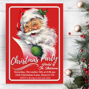 Convite Vintage Retro Papais noeis Verificando O Natal De