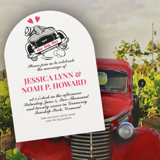 Convite Vintage Retro Red Classic 50 Convertível (Criador carregado)