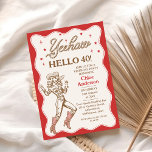 Convite Vintage Retro Red Yeehaw aniversário de 40 anos<br><div class="desc">Vintage Retro Red Yeehaw Cowgirl aniversário de 40 anos Convite para aniversário de 40 anos Vermelha e castanha ou convite temático ocidental com imagem de vaquinha de linha, texto de estilo de corda, estrelas e borda recortada. Este convite de aniversário de 40 cowgirl é ideal para um aniversário de 40...</div>