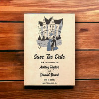 Vintage Retro Rustic Comic Weding Date (Casamento