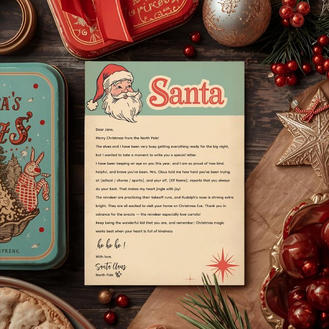 Convite Vintage Retro Santa Letter | Christmas (Criador carregado)
