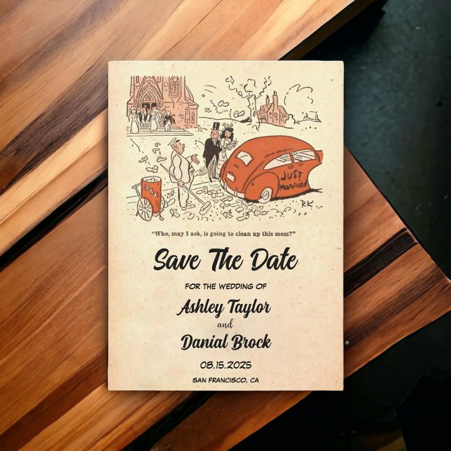 Convite Vintage Retro Sarcasm Engraçado Casamento Salve a  (Criador carregado)