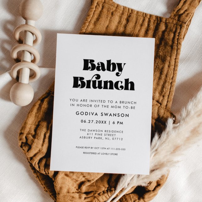 Convite Vintage Retro Script Baby Brunch (Criador carregado)