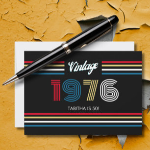 Convite Vintage Retro Stripe 1976 50º aniversário ou Reuni