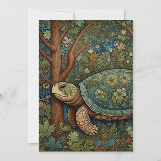 Convite Vintage retro tartaruga boêmia boho (Frente)