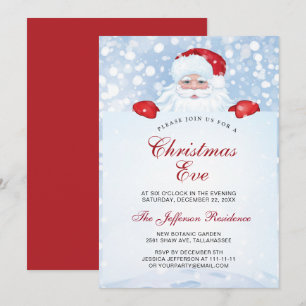 Convite Vintage Retro Watercolor Papai Noel Véspera de Na
