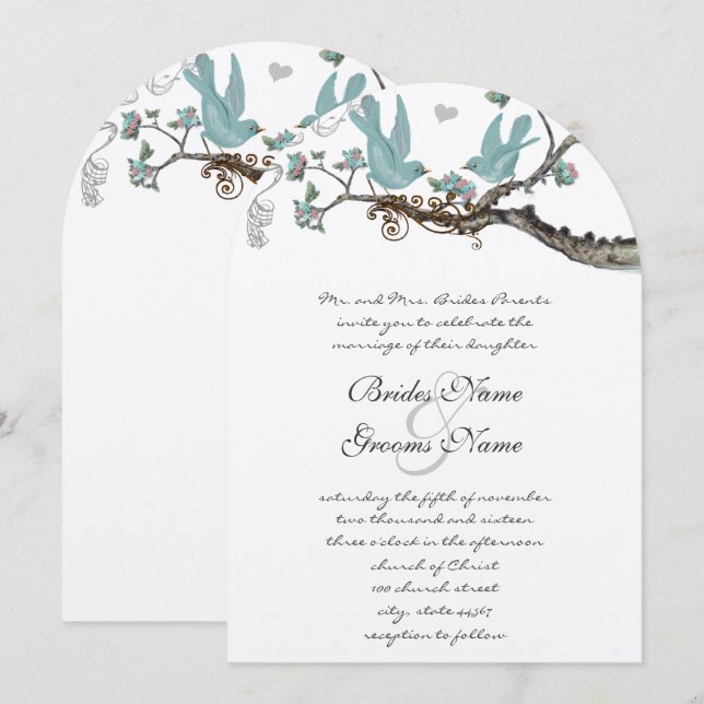 Convite Vintage Robin's Egg Blue Wedding Invtions (Frente/Verso)