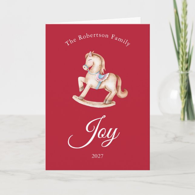 Convite Vintage Rocking Horse Christmas Card (Frente)