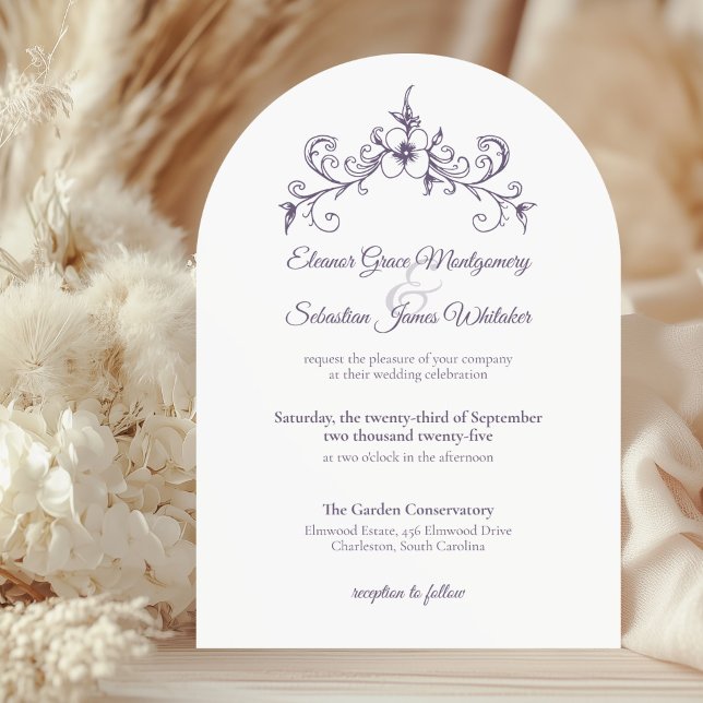 Convite Vintage Romance Lavanda Floral Casamento (Criador carregado)