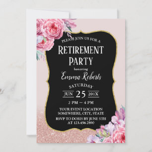 Convite Vintage Rosa Floral - Redução Dourada da Largura