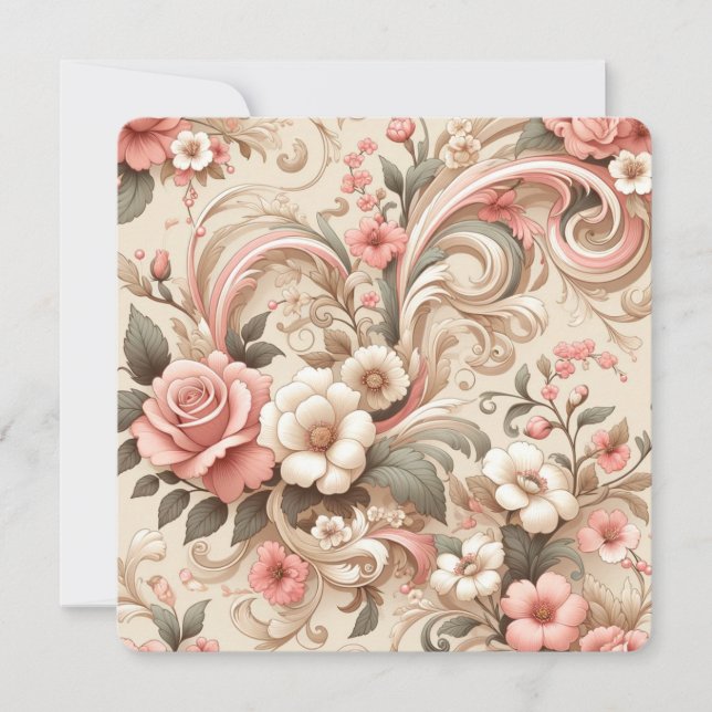 Convite Vintage Rosa Garden Scrowork (Frente)