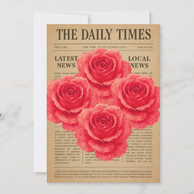 Convite Vintage Rosa no papel antigo (Frente)