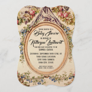 Convite Vintage Rosas de Aquarela Franceses em Vinhas Flor