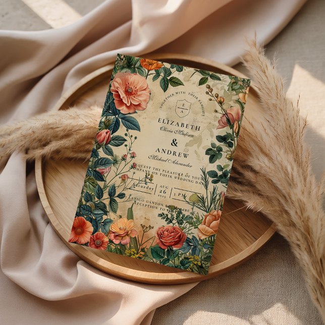 Convite Vintage Rose Garden Wedding (Criador carregado)