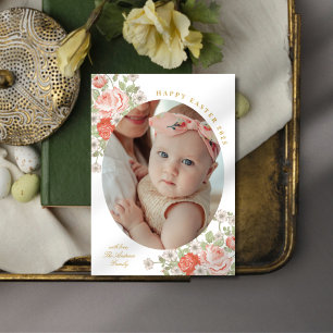 Convite Vintage Rosebud Páscoa Foto Saudação