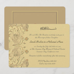 Convite Vintage RosesTrellis Casamento Floral Muçulmano