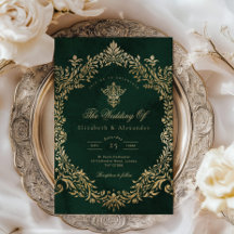 Vintage Royal Emerald Casamento Dourado