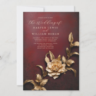 Convite vintage rustic 3d metal foliage casamento