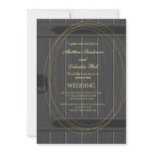 Vintage Rustic Barn Door Cinza Invitation