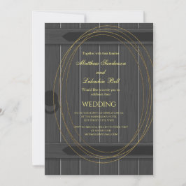 Convite Vintage Rustic Barn Door Cinza Invitation