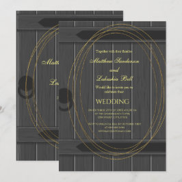 Convite Vintage Rustic Barn Door Cinza Invitation