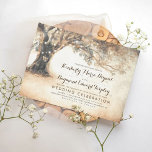 Convite Vintage Rustic Carved Oak Tree Weding<br><div class="desc">O convite de casamento rústico da Vintage apresenta carvalho esculpido velho e lanternas.</div>
