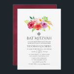 Convite Vintage Rustic Charm Bat Mitzvah<br><div class="desc">Flores do estilo Vintage,  bat mitzvah convite com matizes de burgundy-marsala,  blush e roxo desenhados para serem rápida e facilmente adaptados às suas especificidades de eventos.</div>