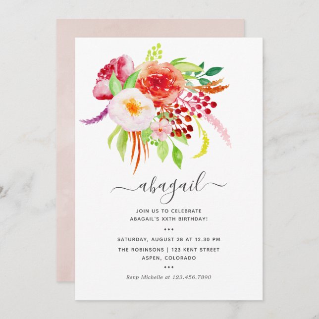 Convite Vintage Rustic Charm Birthday (Frente/Verso)