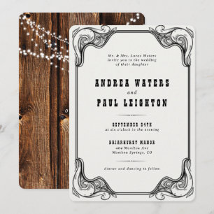 Convite Vintage Rustic Elegant Wedding
