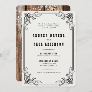 Convite Vintage Rustic Elegant Wedding