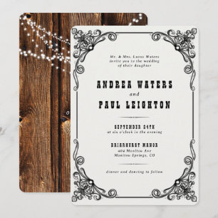 Convite Vintage Rustic Elegant Wedding