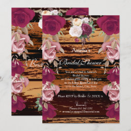 Convite Vintage Rustic Flora Red Pink Chá de panela 2