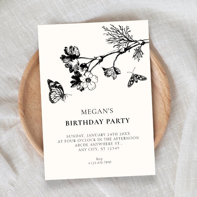 Convite Vintage rustic floral branch birthday (Criador carregado)