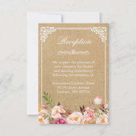 Convite Vintage Rustic Floral Kraft | RECEPÇÃO DE CASAMENT